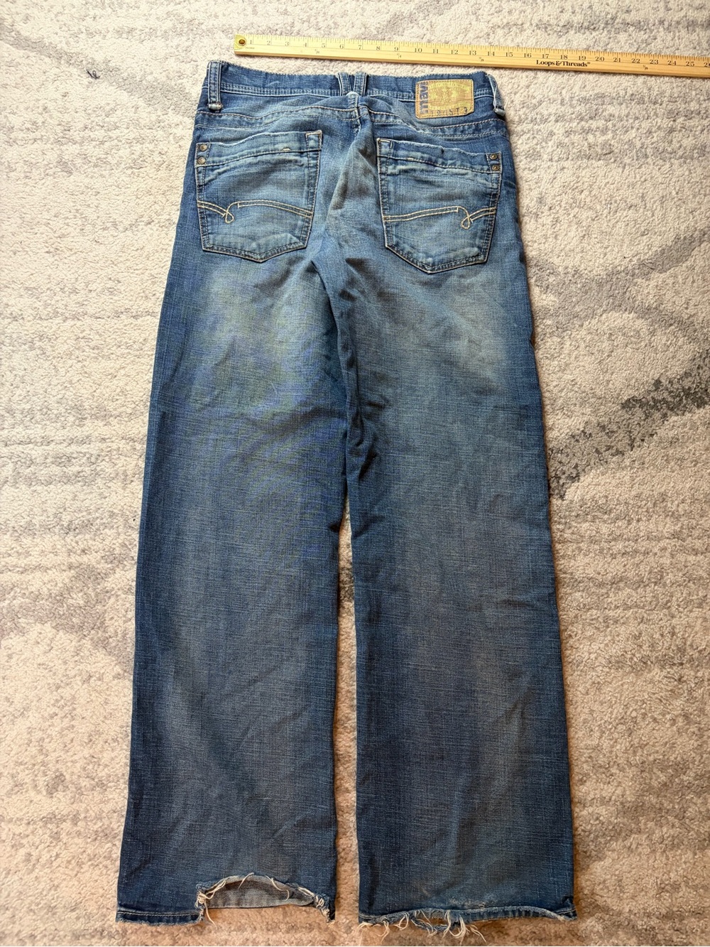 Mavi Marco Men’s 32x32 Y2K Distressed Wide Leg Jeans Medium Wash
